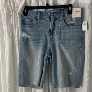 GAP Light Blue Distressed Denim Bermuda Shorts